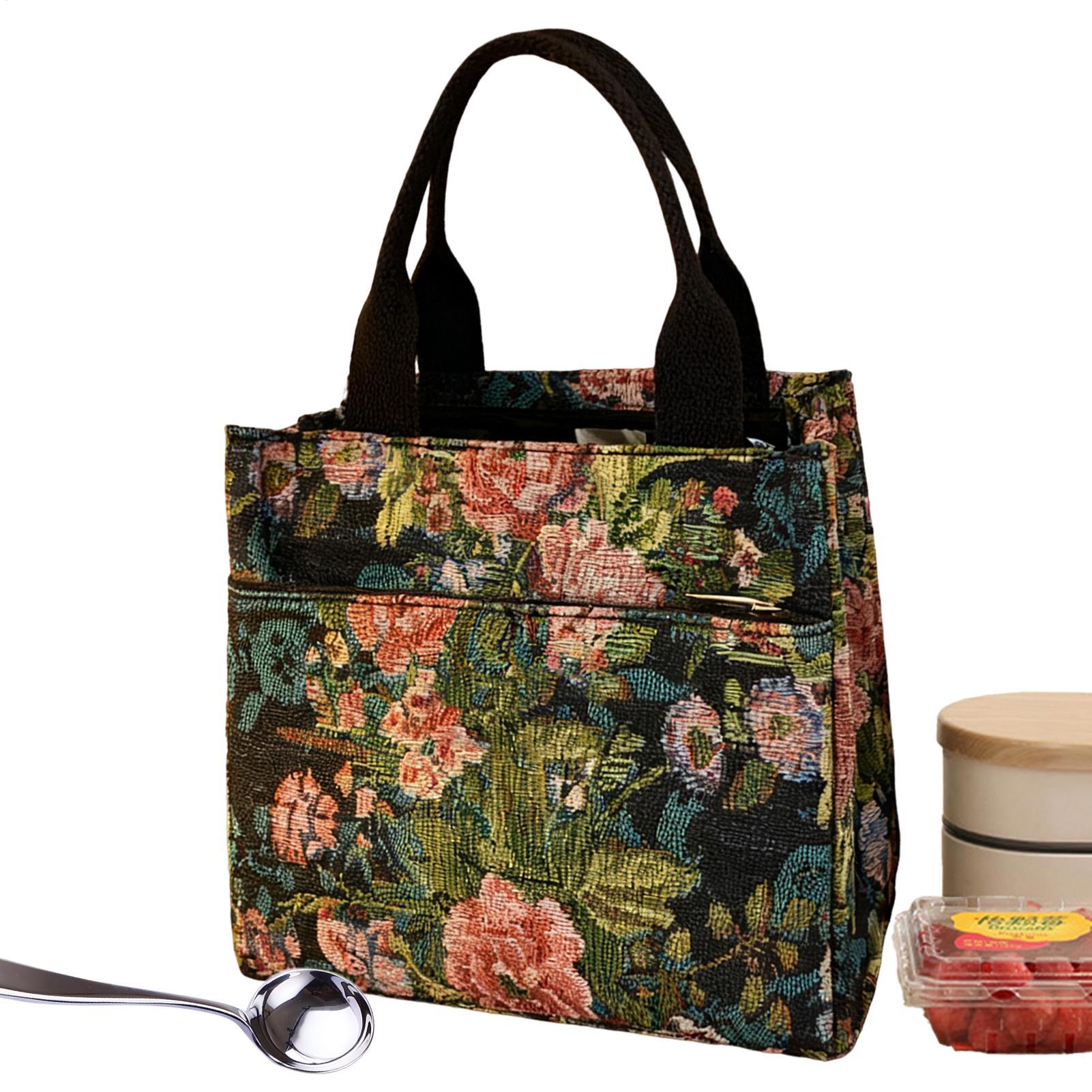 Tote Bag Sublimation - 단열 도시락 가방 꽃무늬 방수 도시락